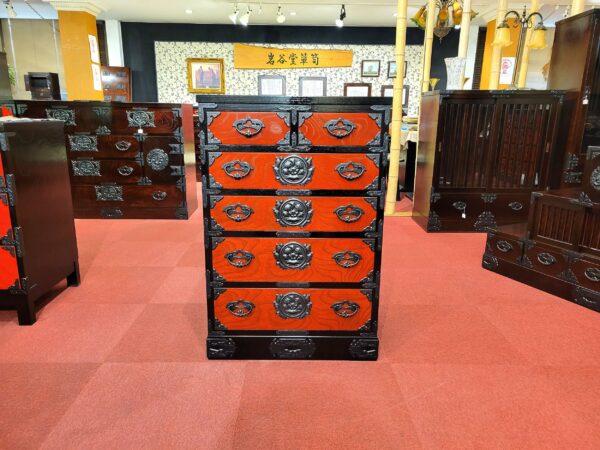 立長タンス５段（赤黒）